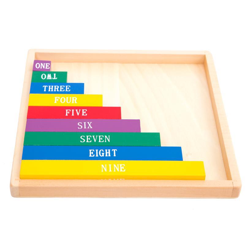 蒙台蒙特梭利蒙氏早教数学教具彩色小数棒1-10英文木制积木玩具